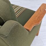 1970s, Danish design, lounge chair in green furniture wool, oak wood