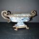 Blue Chinese floral porcelain coupe on a bronze base table centrepiece.
