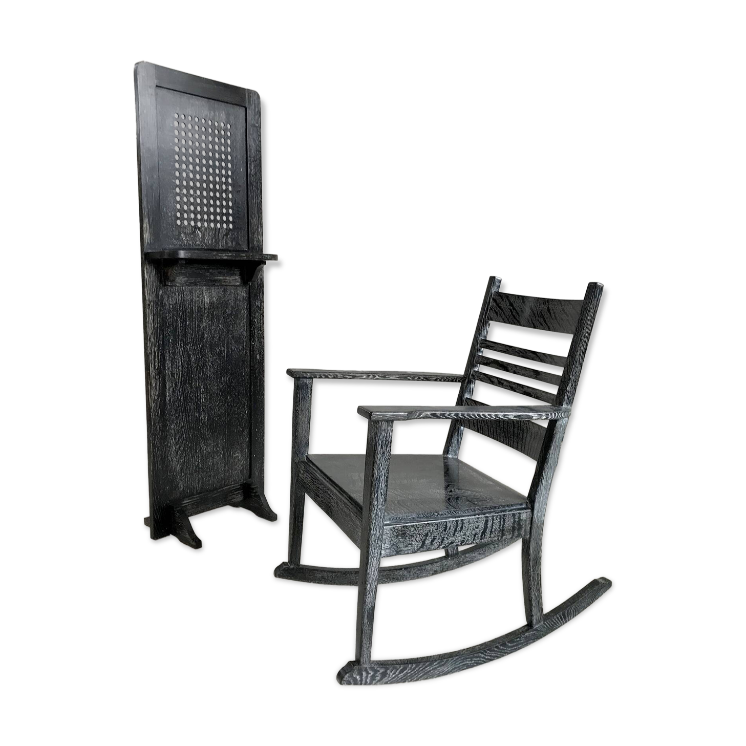 Baker and Co. rocking chair and traveling confessional, 1930s