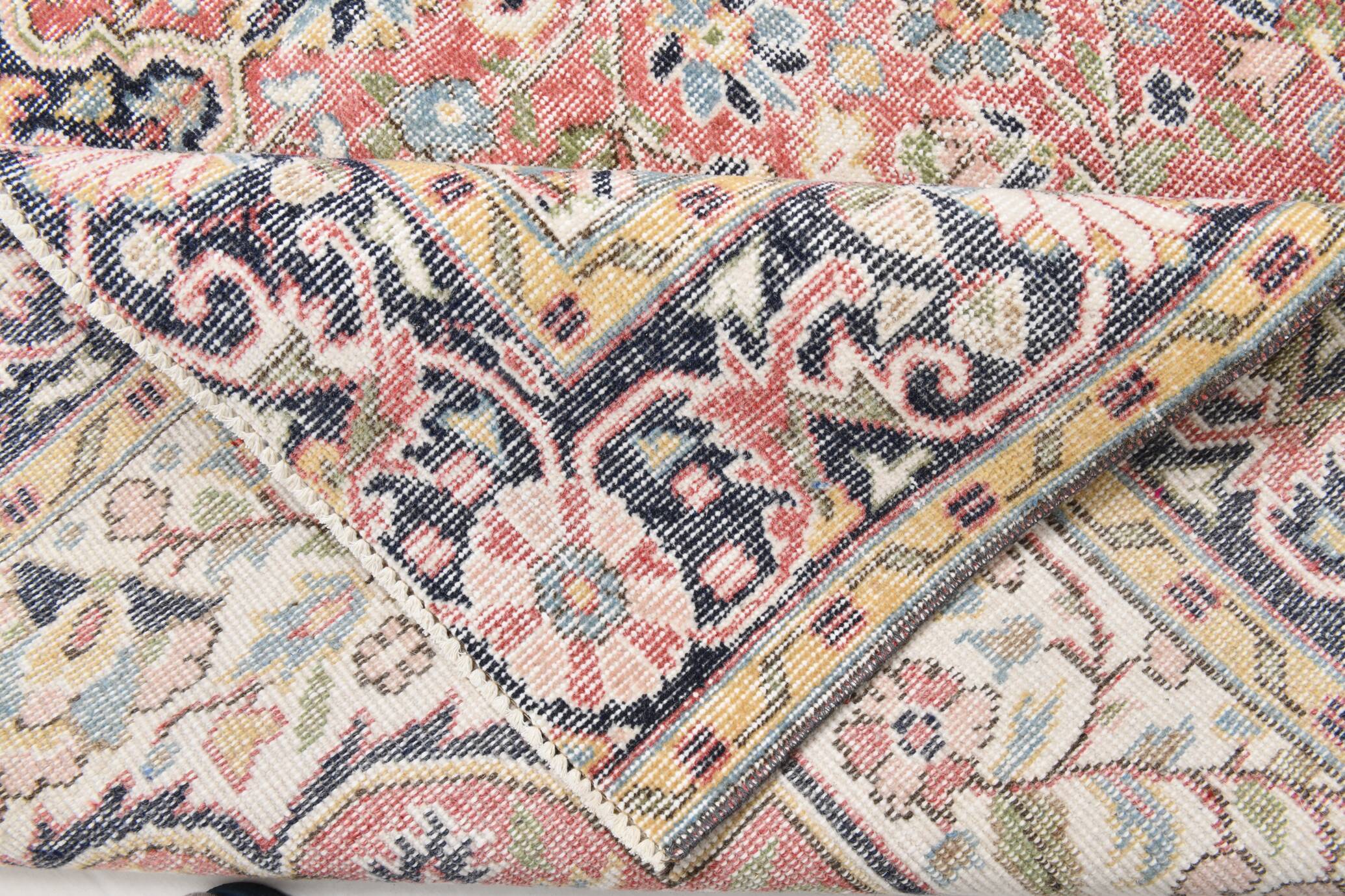 Red & Navy Blue Oriental Persian Rug, 207x315Cm