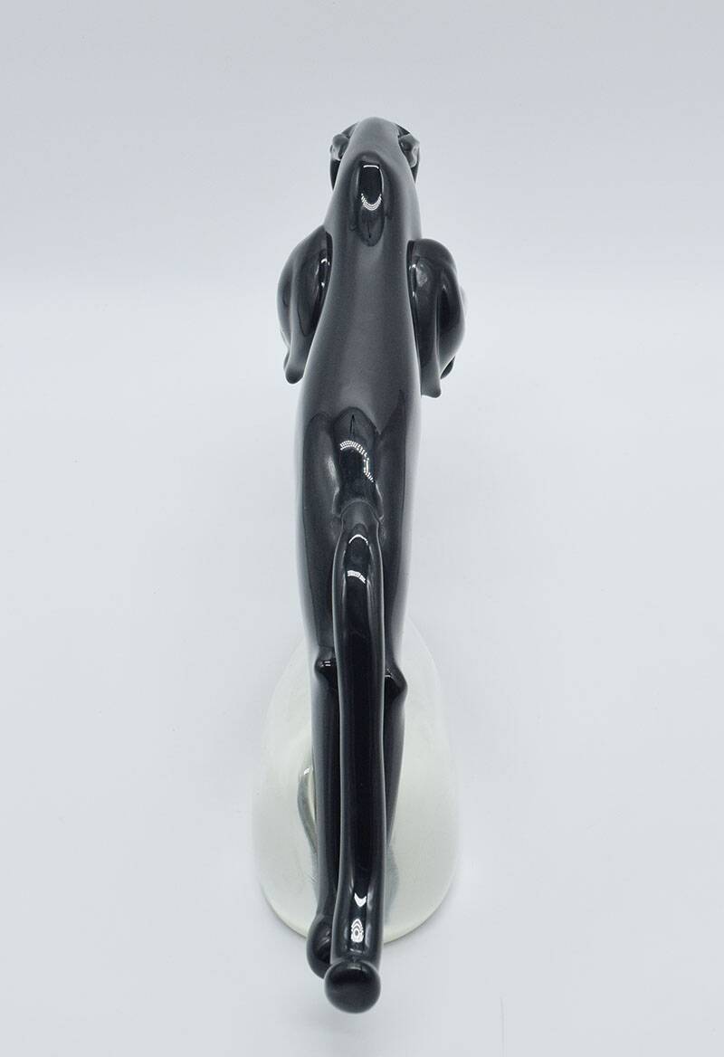 Large Deco sculpture of a panther in Murano glass, 1940s