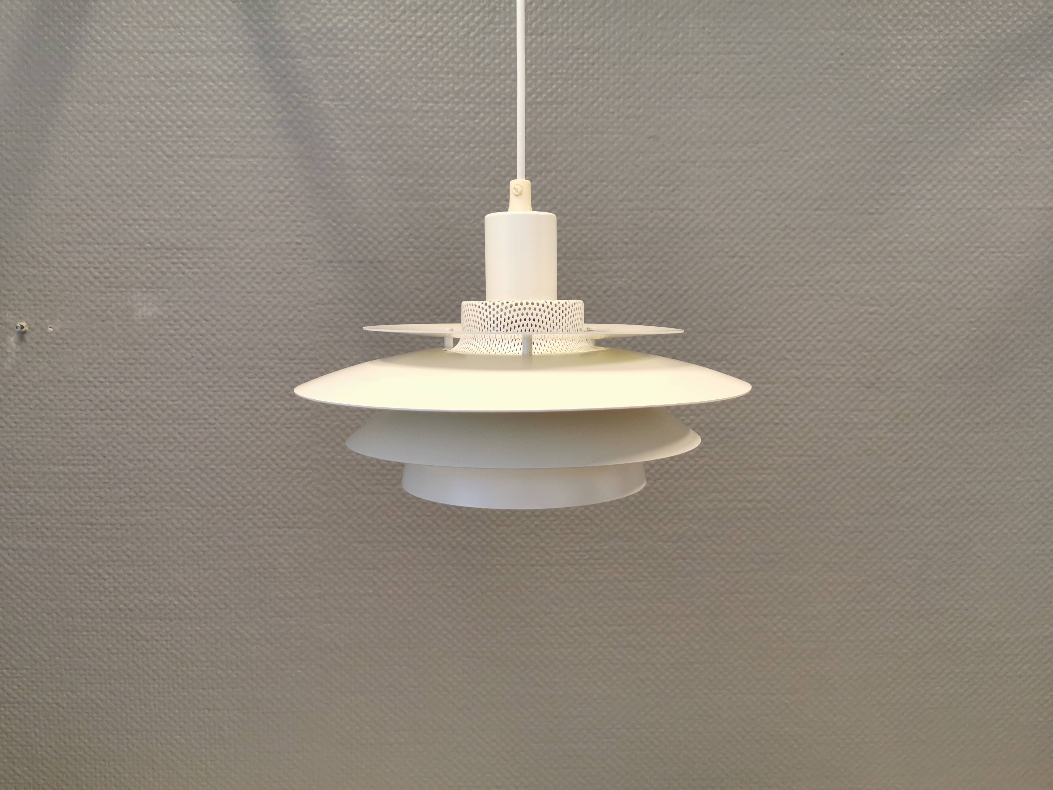 Jeka hanging lamp model 8031-P, in original white lacquer.