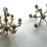 Lustre, 6 feux du XXème en aragonite et calcite dite "onyx marbre"