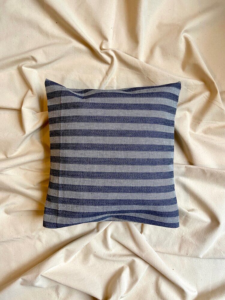 Striped denim cushion 40 cm