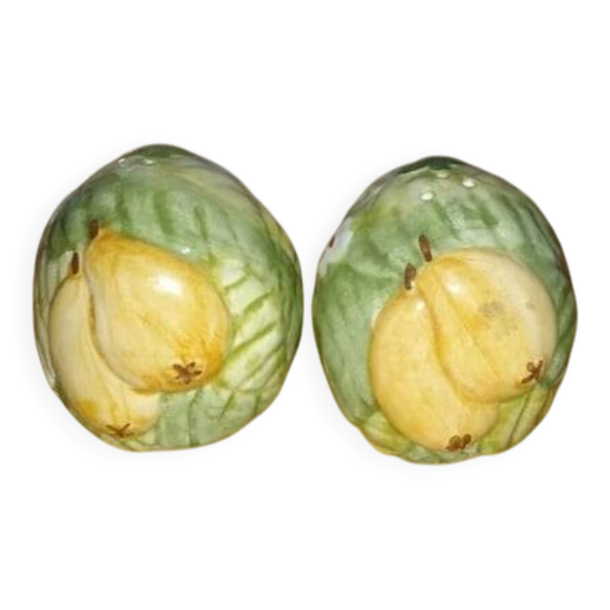 Salt and pepper shakers in earthenware – frugal pattern, 1950s