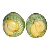 Salt and pepper shakers in earthenware – frugal pattern, 1950s