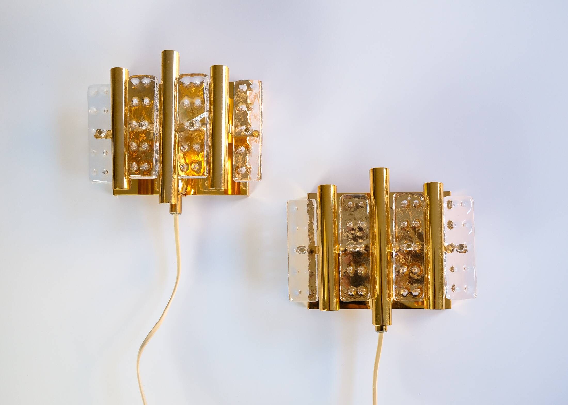 Paire d'appliques murales Carl Fagerlund du milieu du siècle pour Orrefors, Suède, vers 1960