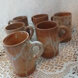 6 stoneware mugs / cups / tankards