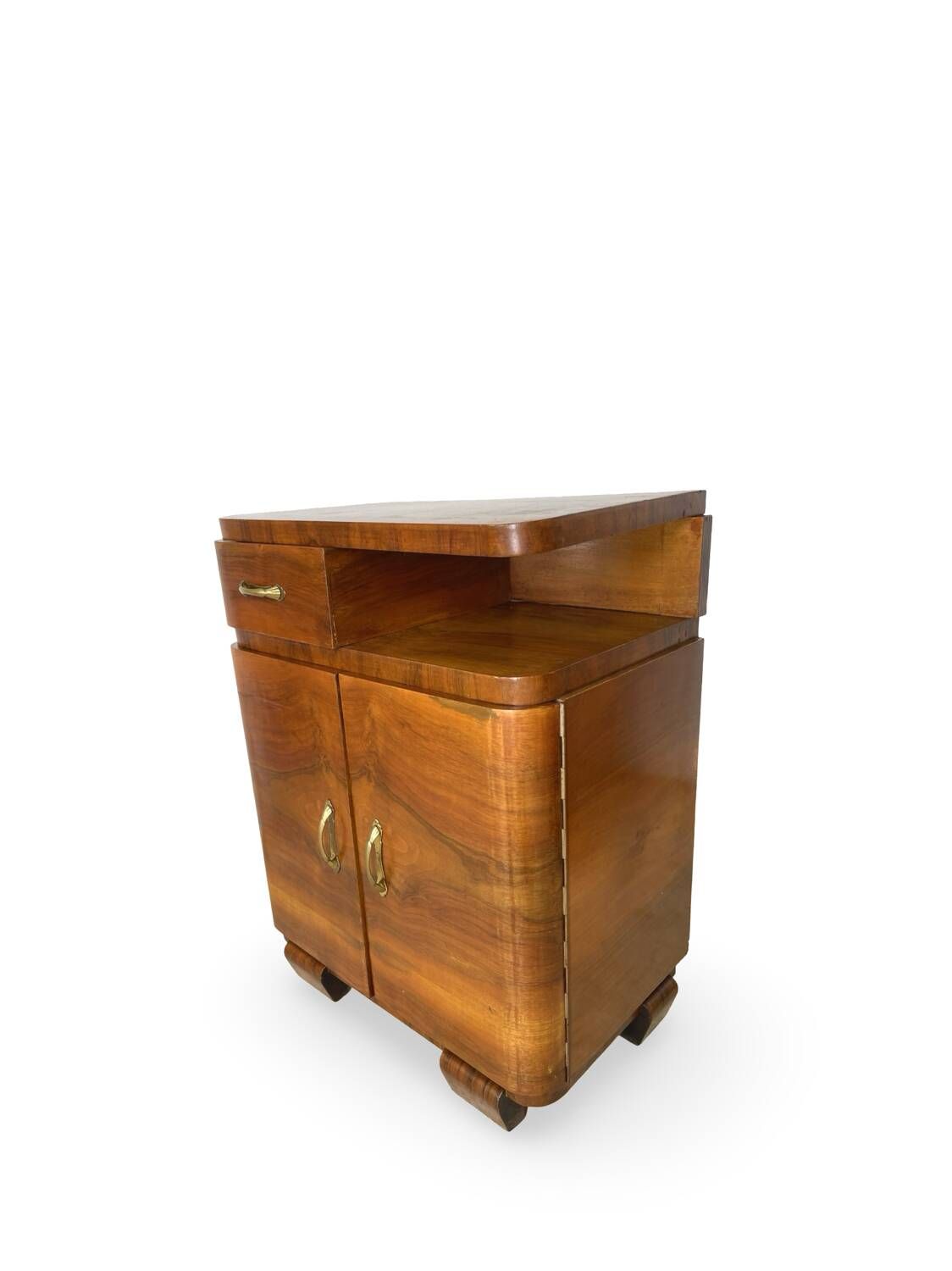 Tables de chevet Art déco italiennes en noyer, années 1940.