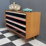 Pink Triple front Jiri Jiroutek sideboard for Interier Praha 1960s