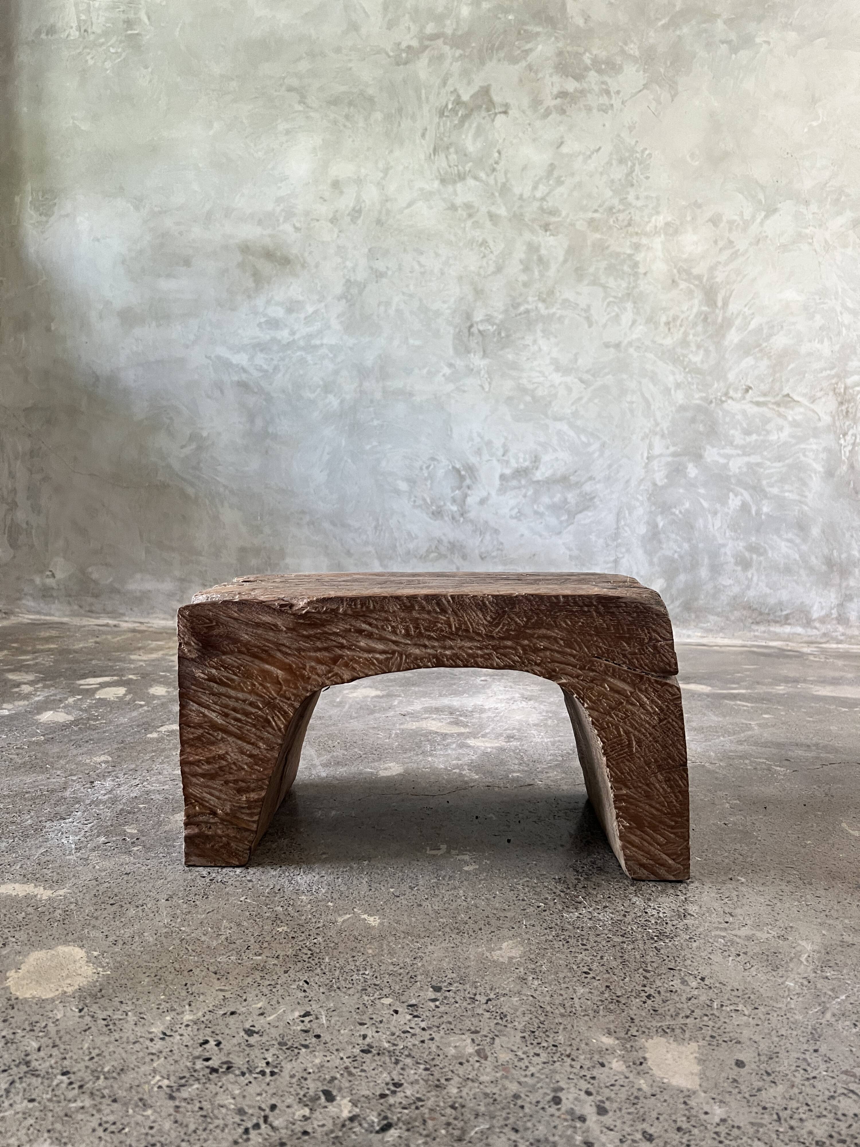 Low stool in old Asian monoxyl teak