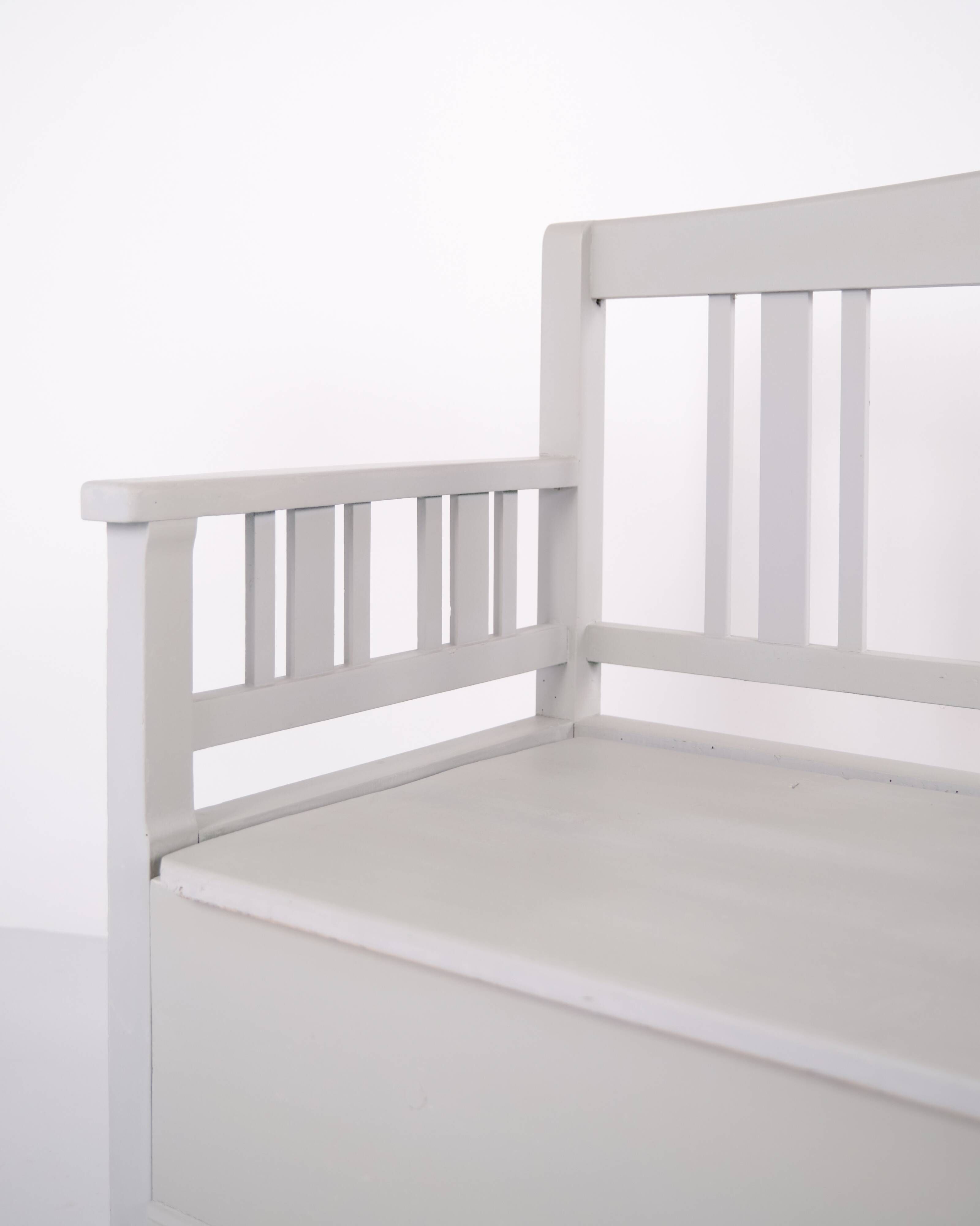 Swedish bench – grey painted – antique – painted pine – c. 1860s