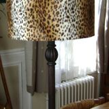 Table lamp with leopard lampshade
