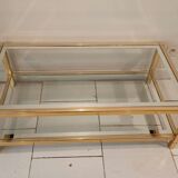 Vintage 1960s gold metal coffee table and glass tops
