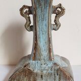 Vase soliflore bouteille chinoise à l'émail flambé