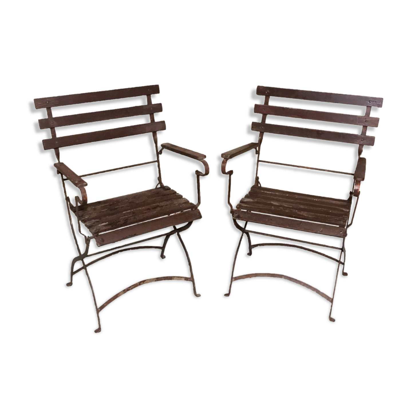 Paire fauteuils de jardin pliants