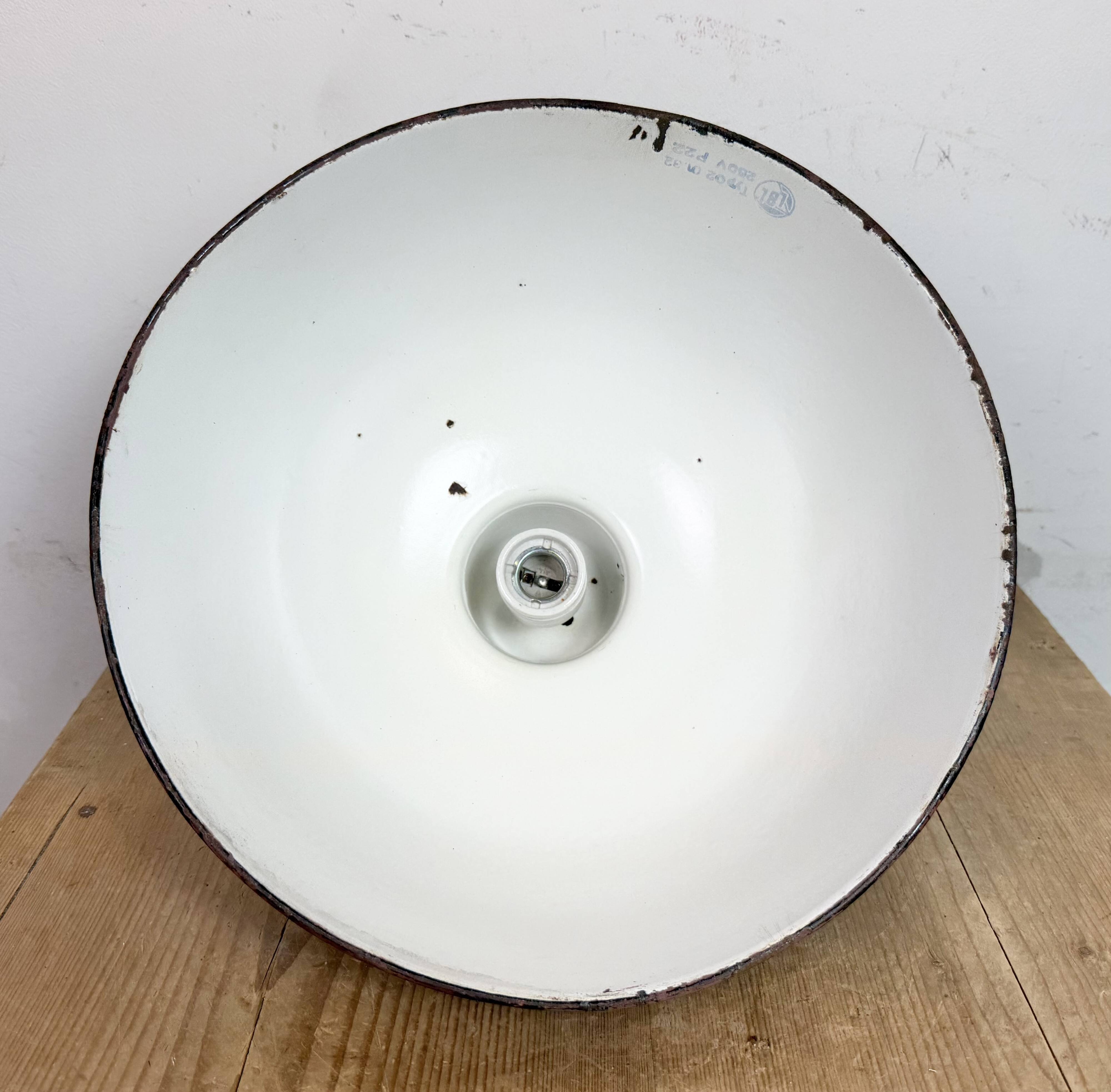 East German Black Enamel Factory Light by LBD Veb Leuchtenbau Dresden, 1950