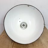 East German Black Enamel Factory Light by LBD Veb Leuchtenbau Dresden, 1950