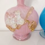 Set of two vases of Murano flowers in relief