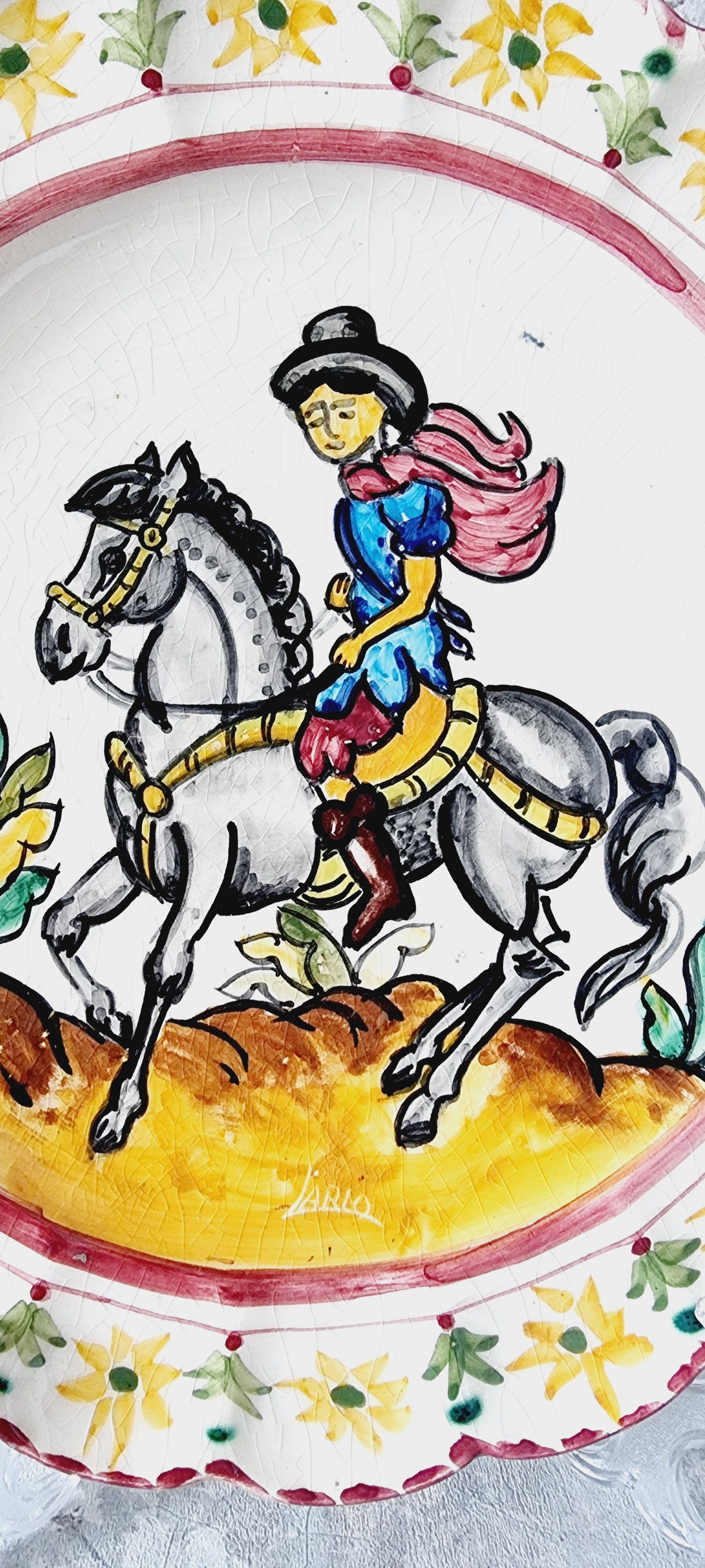 Old Spanish ceramic plate of the nineteenth century hand painted. Unique piece