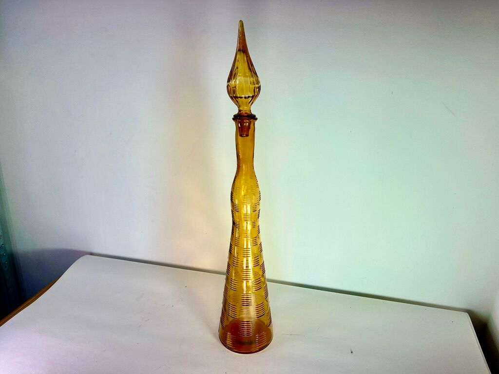 Genie bottle Empoli Murano Italy Vintage amber 1950