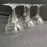 6 Champagne glasses – Cut and engraved glass – Art Deco