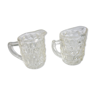 Lot of milk pots or moulded glass cream jars