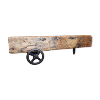 Old wooden beam coffee table / cast iron axle