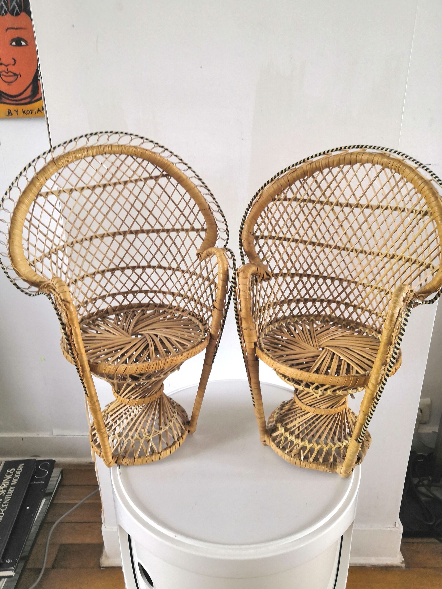 Pair of Emmanuelle armchairs for doll design 70s