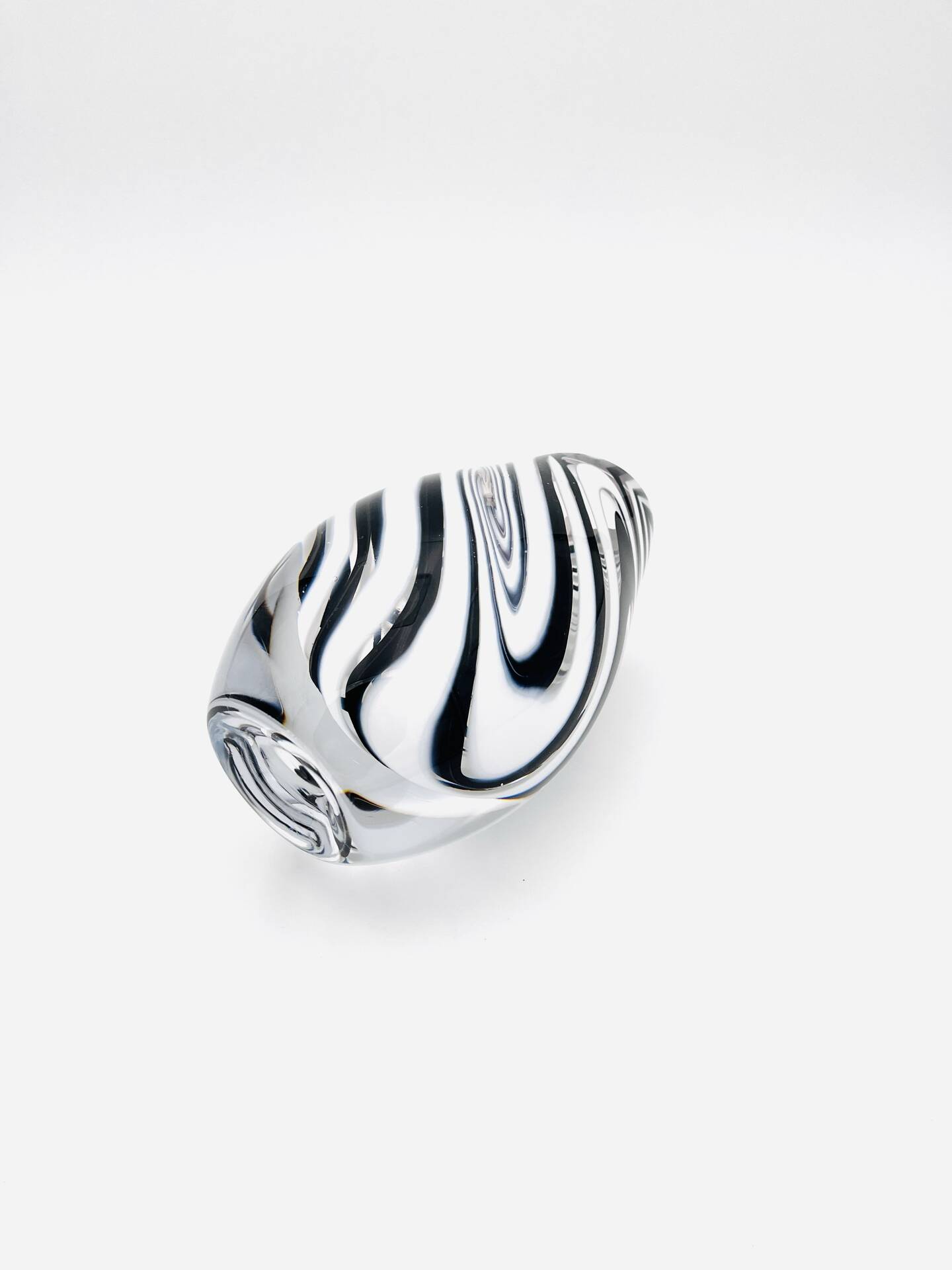 Murano Vase - Sommerso with Stripes - Black & White - 1990