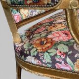 19th-century floral velvet bench