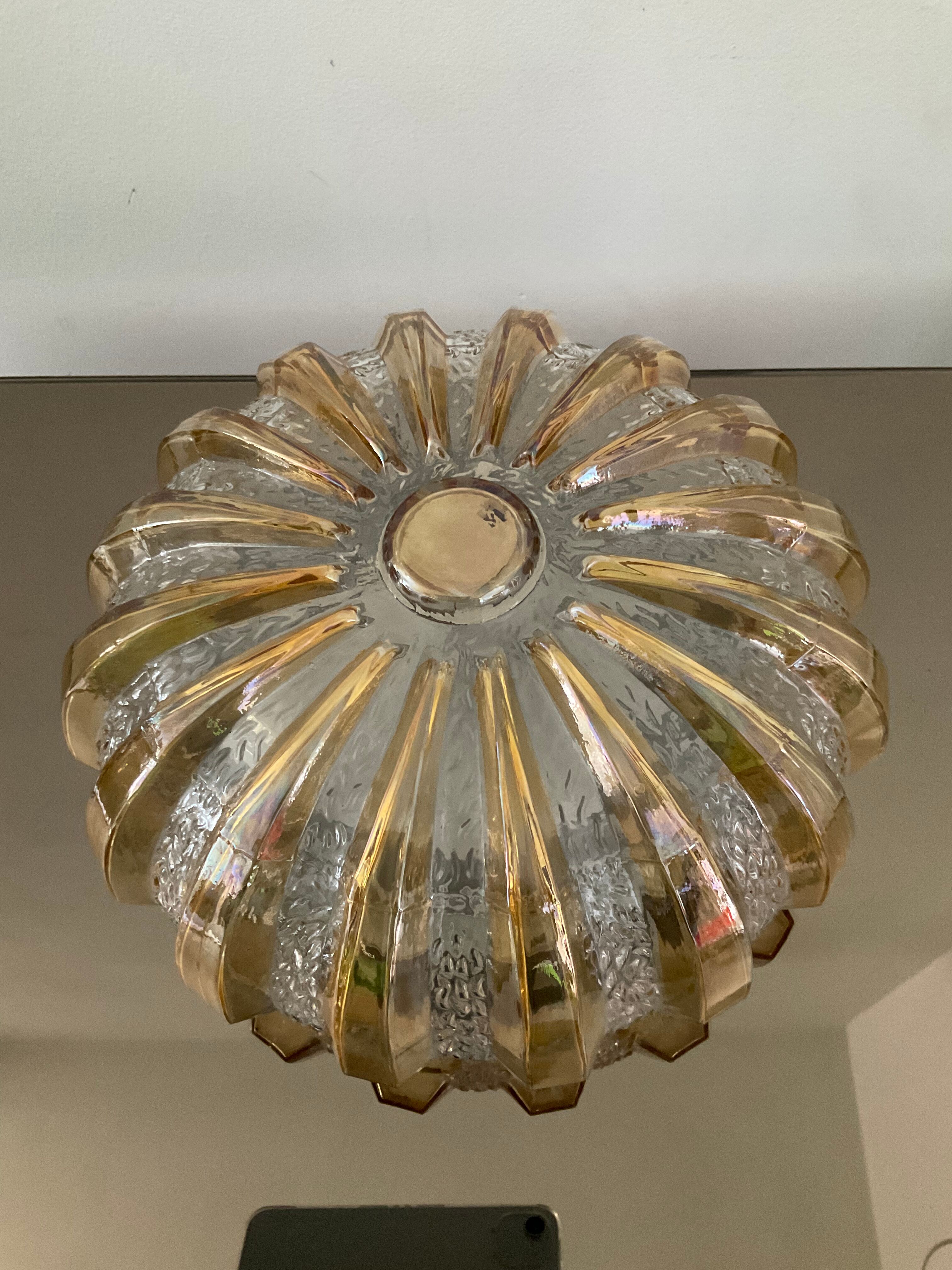 Vintage wall lamp in iridescent molded glass 70s