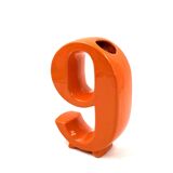 Space age orange ceramic solifleur vase, Marcel Radureau France 1970