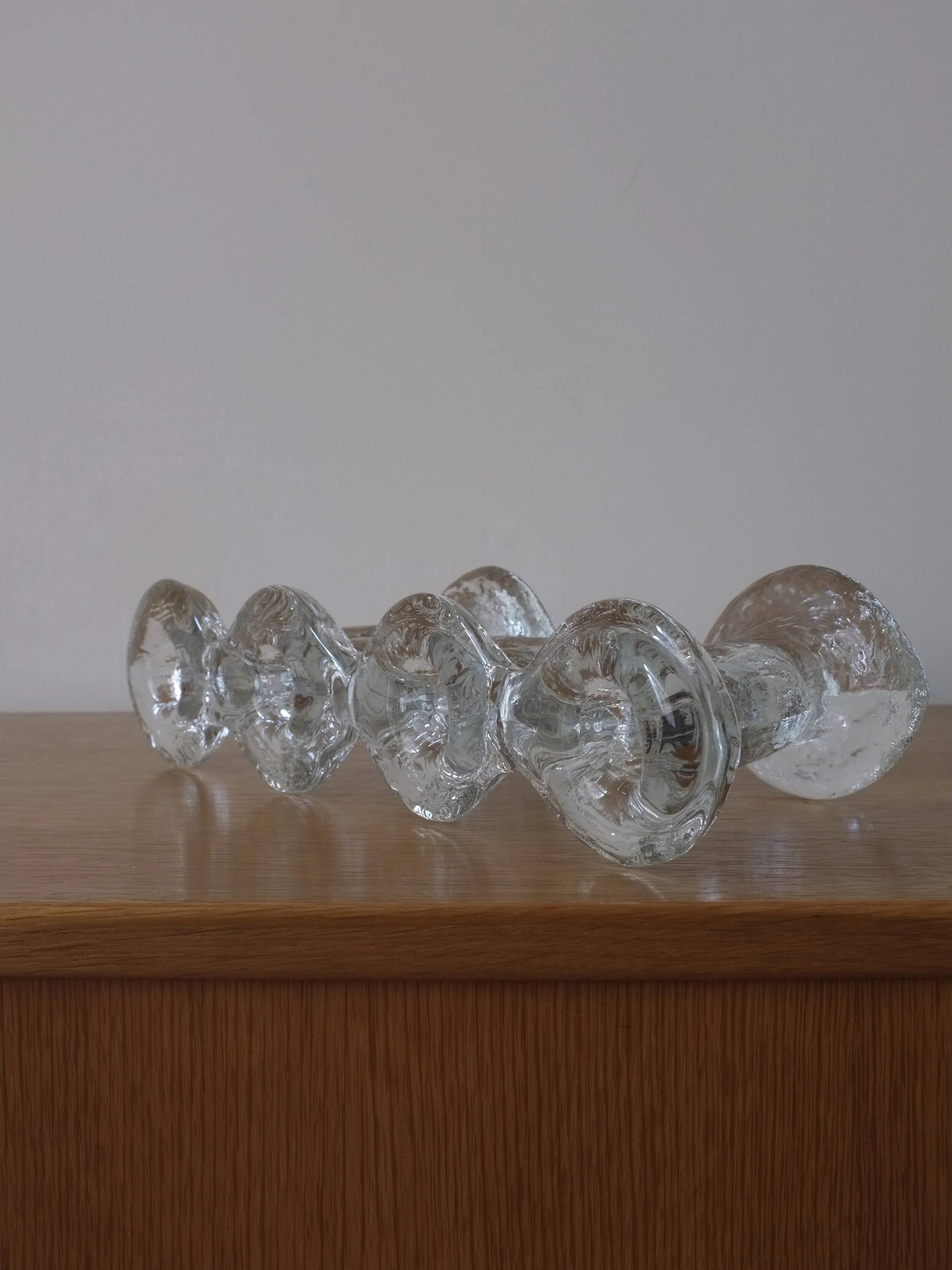 Large glass candle holder by Staffan Gellerstedt | Pukeberg Glasbruk | Sweden