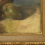 J poisat oil on canvas still life with fruits composition stucco frame