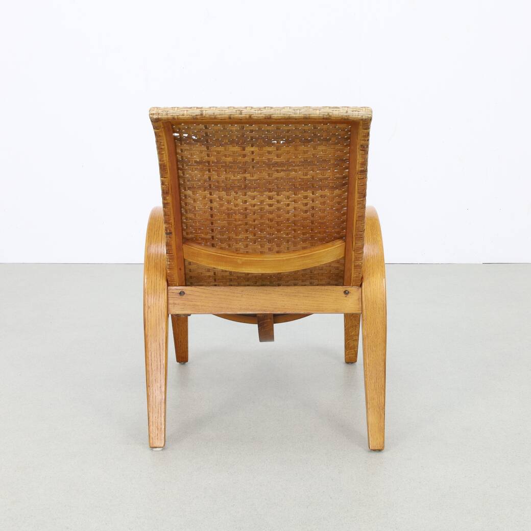 Rare Lounge Chair in Cane and Wood, 1960s