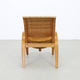 Rare Lounge Chair in Cane and Wood, 1960s