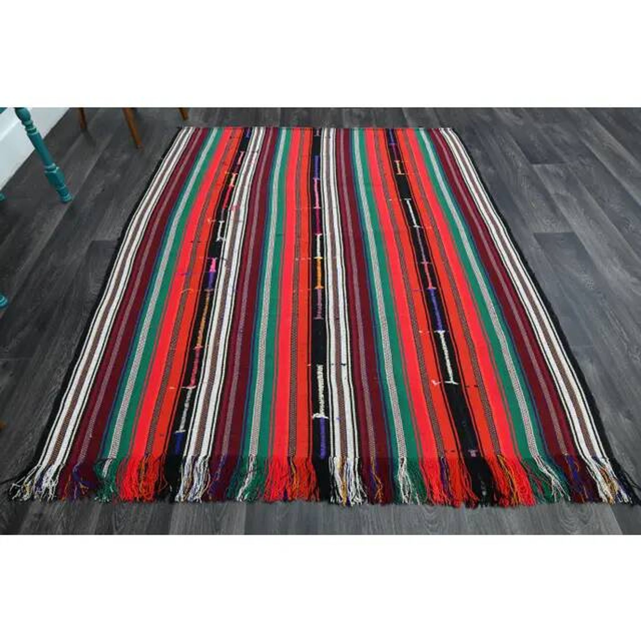 1970s Vintage Turkish Oushak Handmade Wool Cotton Red Area Rug 177x213
