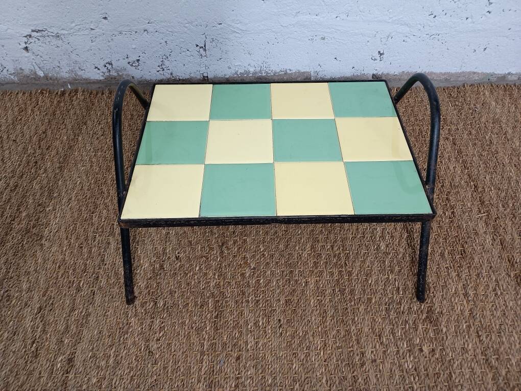 Mini coffee table or tray from the 1950s in two-tone ceramic.