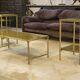 Néo-classical coffee table set with 2 side tables, mirrored glass, 1980s.