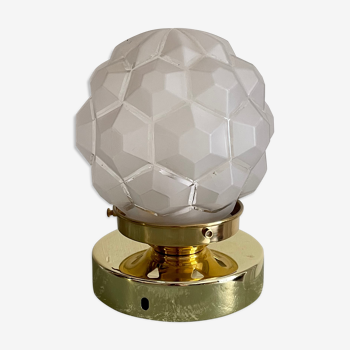 Lampe a poser vintage - globe en verre faceté