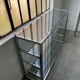 Pair of chrome and glass shelves from the 70s