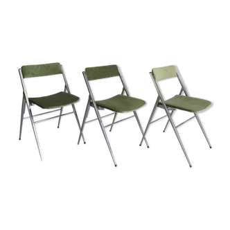 Lot of 3 velvet folding chairs