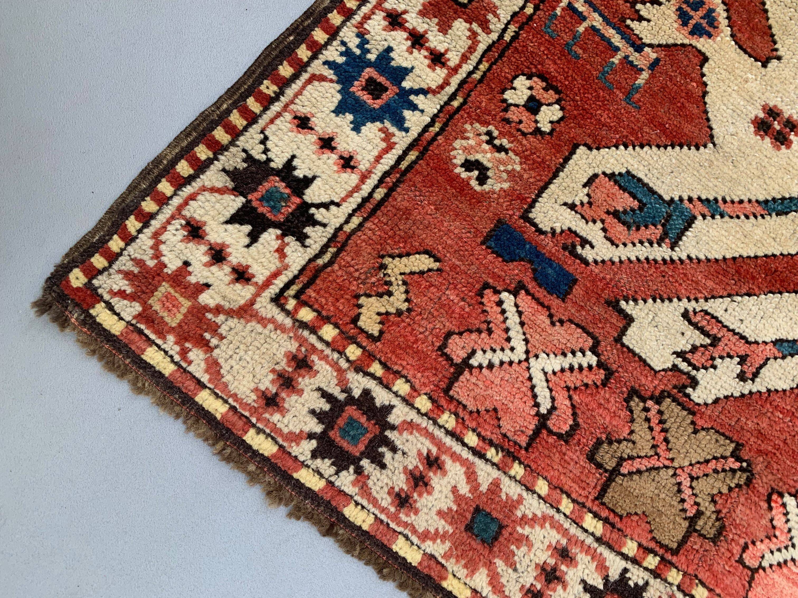 Caucasian Adler, Eagle Kazak Rug 190x113 cm vintage tribal carpet