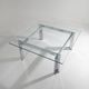 Table basse carrée en verre et acier, années 1970