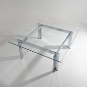 Square coffee table in glass and steel, 1970s