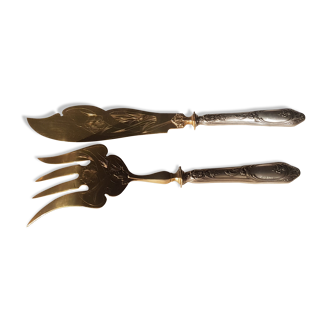 Silver-gilt metal fish service
