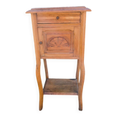 Louis XV style bedside table in wood veneer and marble