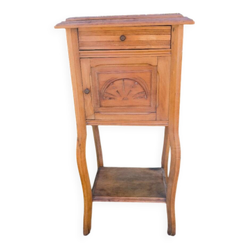 Chevet style Louis XV en bois placage et marbre