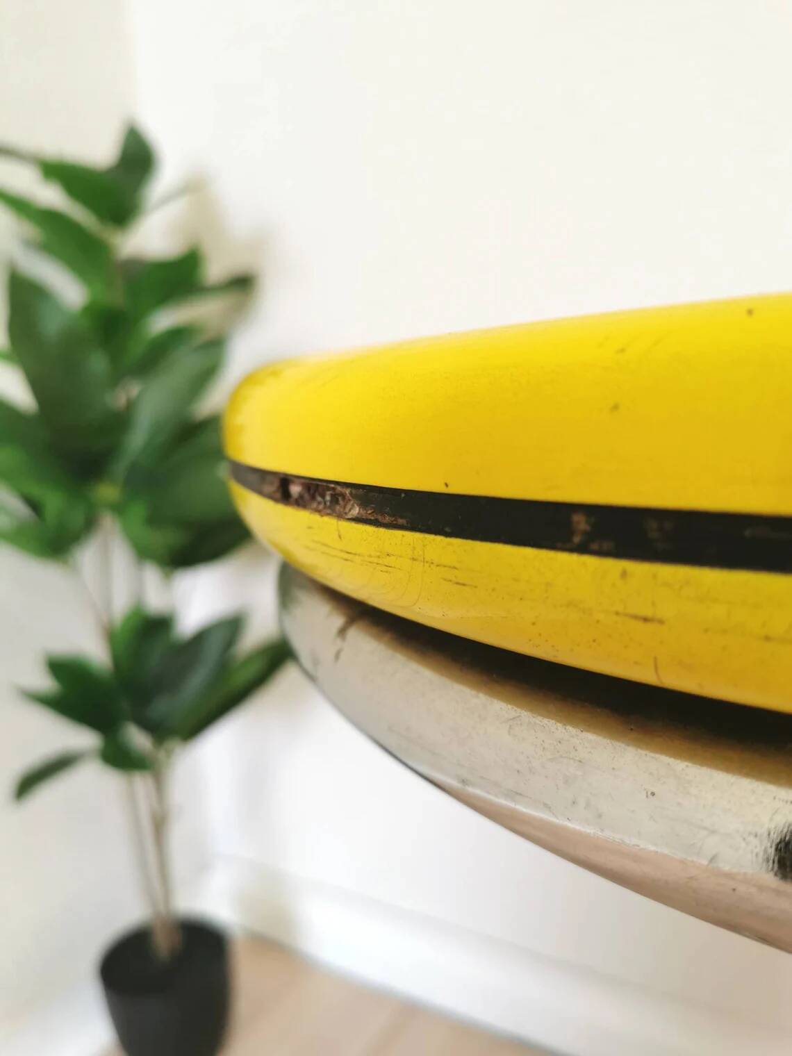 Vintage Yellow Bar Table: Chrome, 1970s High Coffee Table
